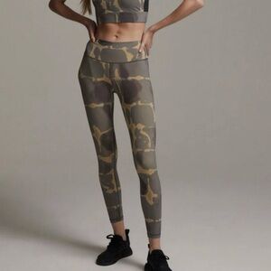VARLEY Luna Golden Olive Green Camo Tie Dye High Waisted Rise Legging Pants XS